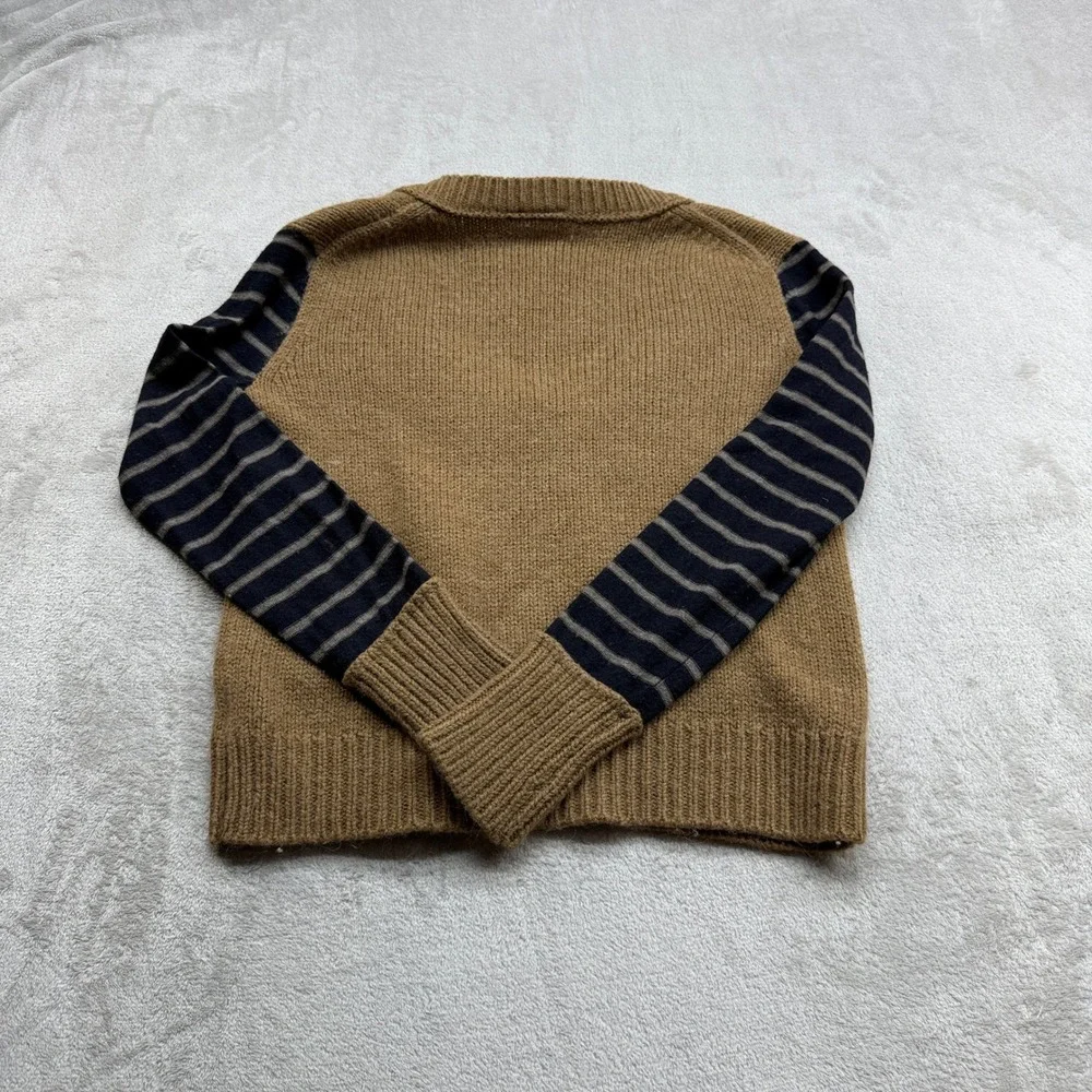 Tory Burch Sweater Women's M Brown Striped Mixed Media Alpaca Wool Boho Earthy